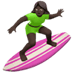 🏄🏿‍♀️ woman surfing: dark skin tone display on Apple